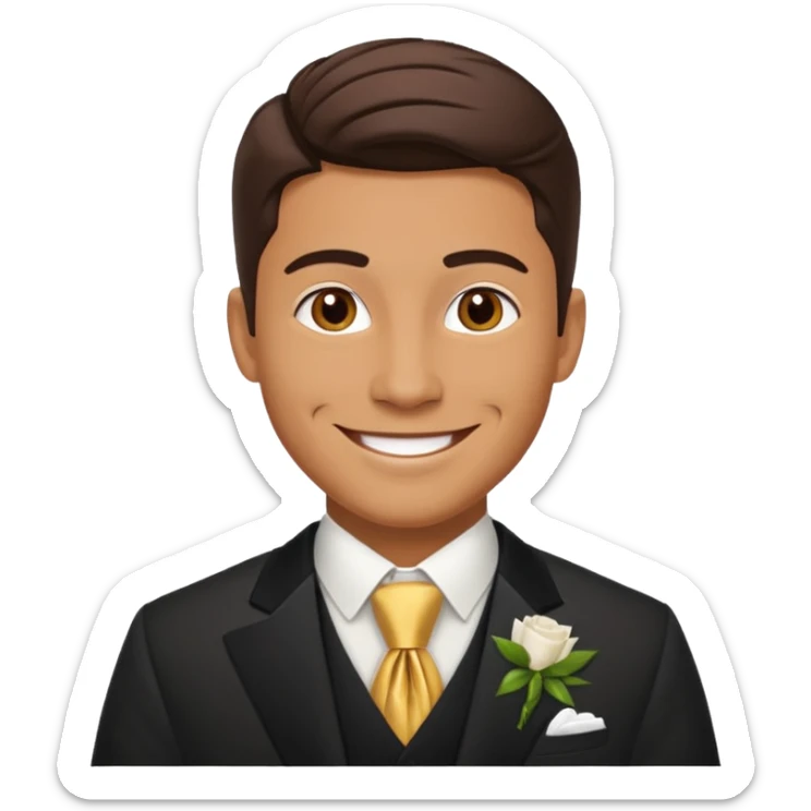 American groom, traditional, culture of american, smiley on face. sticker