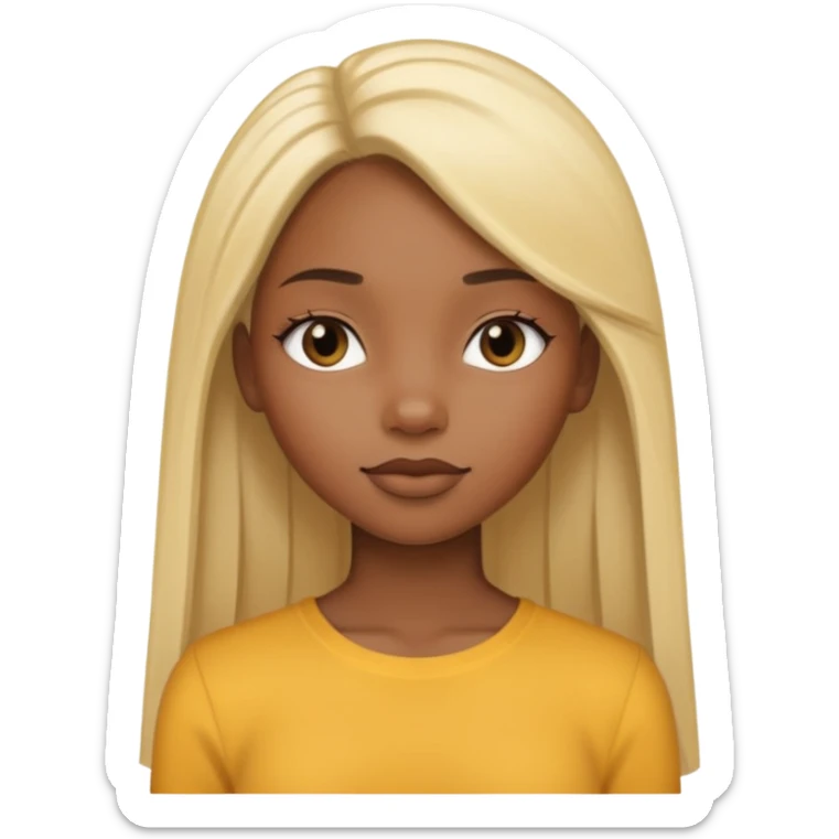 Black girl with long straight blonde hair sticker