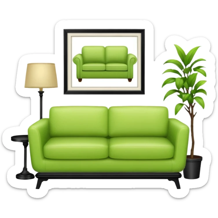living room in ios emoji style

no TV, and make the couch a light green color sticker