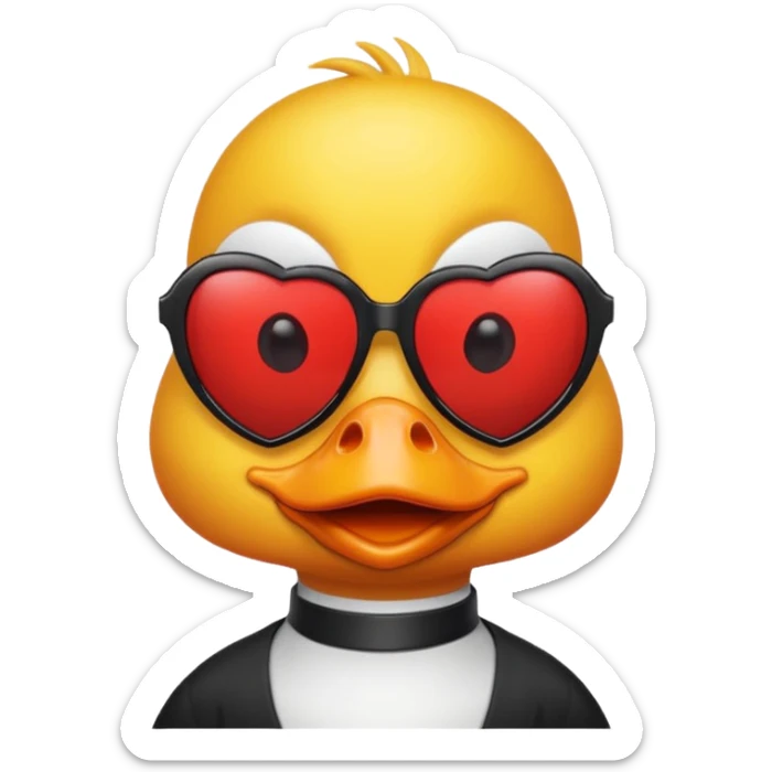 Make a frame emoji and inside it is a duck wearing red heart sunnies and the background is sky or anything blue make it like this 🌇 but what I described inside  sticker
