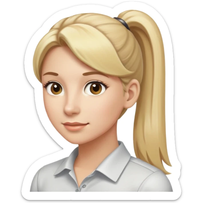 Professional woman with blonde hair in a ponytail and light brown eyes sticker