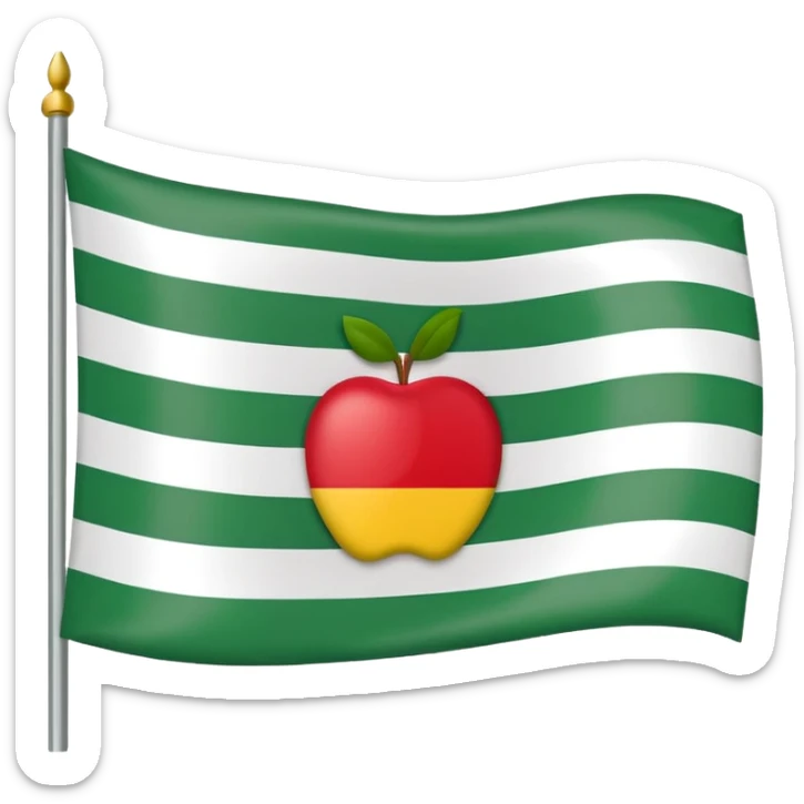 flag of Extremadura, Spain, apple emoji style, three horizontal stripes green white black, no coat of arms sticker