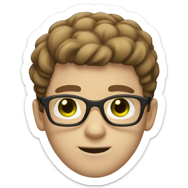 boy with green eyes with glasses brown hair brown beard pale skin sticker