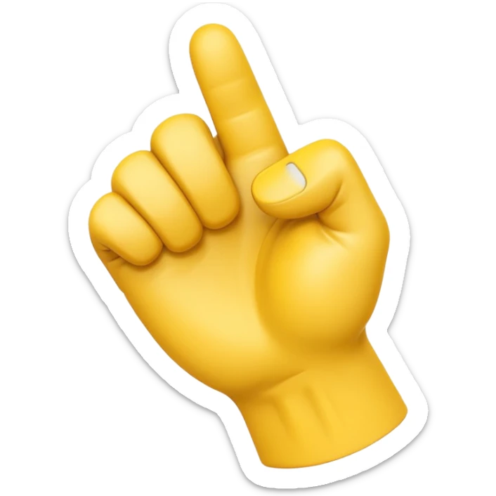 A 3D Apple-style yellow hand emoji, closed fist with thumb pointing backward over the shoulder direction, smooth rounded shape, shiny surface, clean minimal background. AND MOTİON LİNE sticker