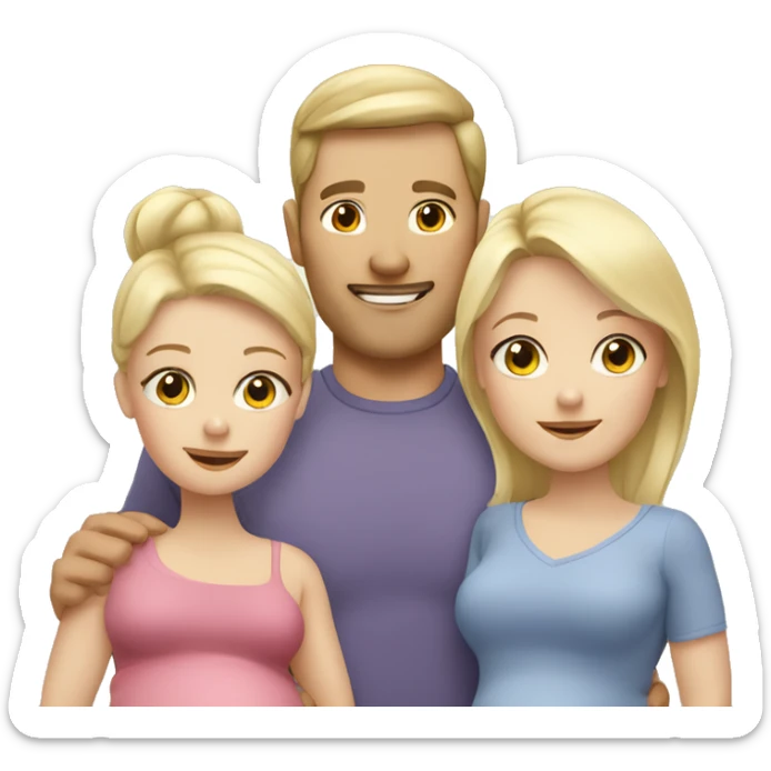 White family of 4, blonde dad, pregnant mom, 2 toddler girls one blonde one brunette sticker