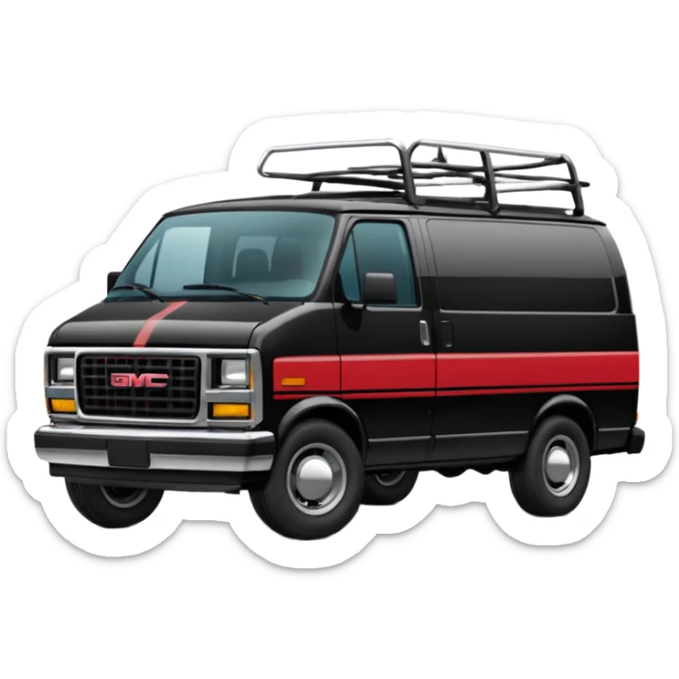 I need an emoji depicting the A-Team's van. this is a GMC Vandura with a front grill, and a diagonal stripe coming from the door, it is not a VW van sticker