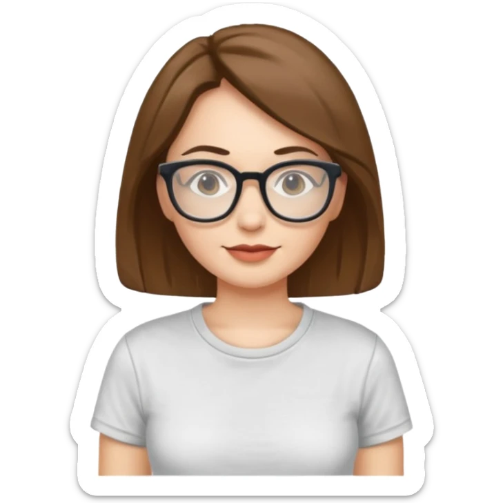 Adult woman, wearing a t-shirt and glasses, casual style
 sticker