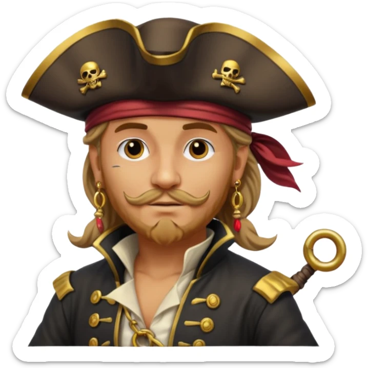 create an emoji of pirate capitan on the bow of the ship in epic posture sticker