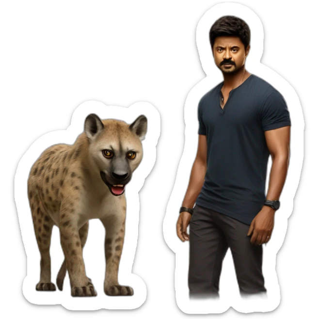 Thalapathy vijay with hyena from the movie leo sticker