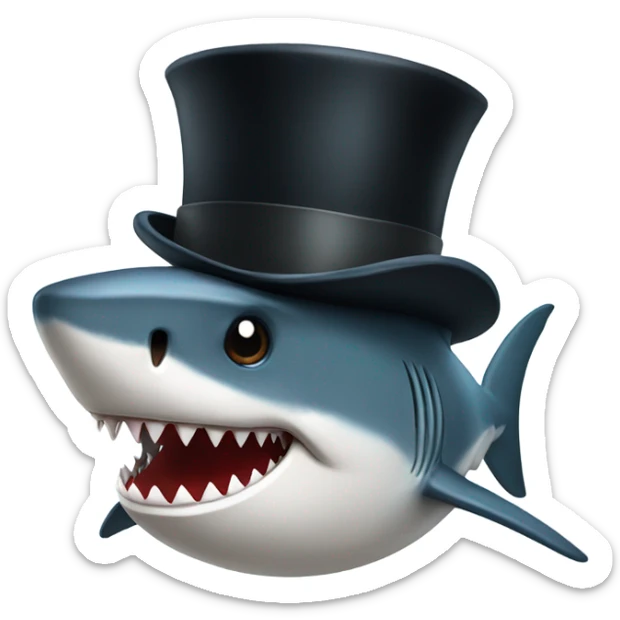 Shark with a top hat sticker