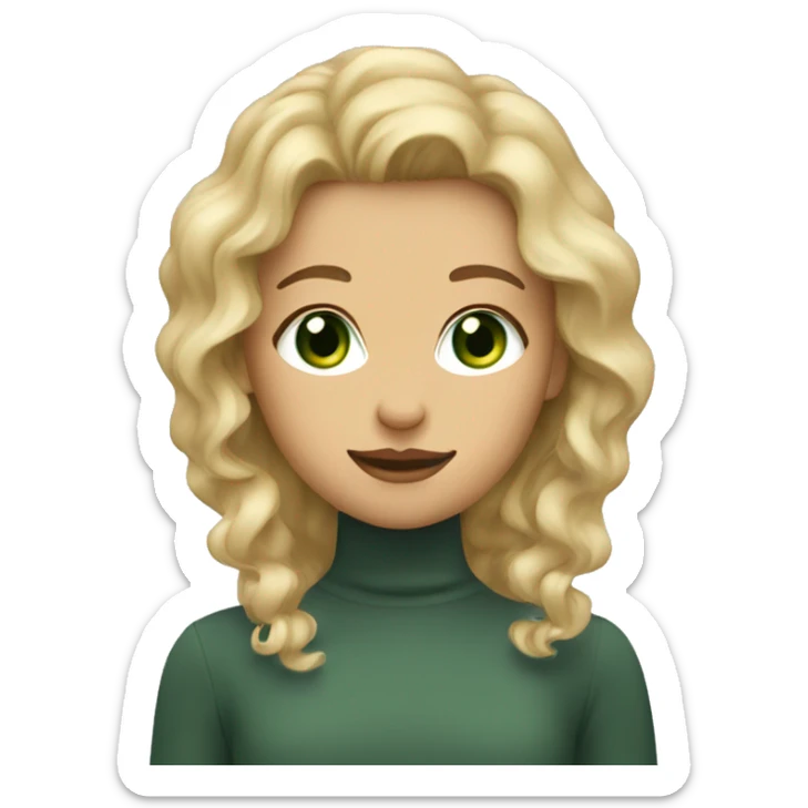 Girl with blonde wavy hair and green eyes and mole above lip sticker
