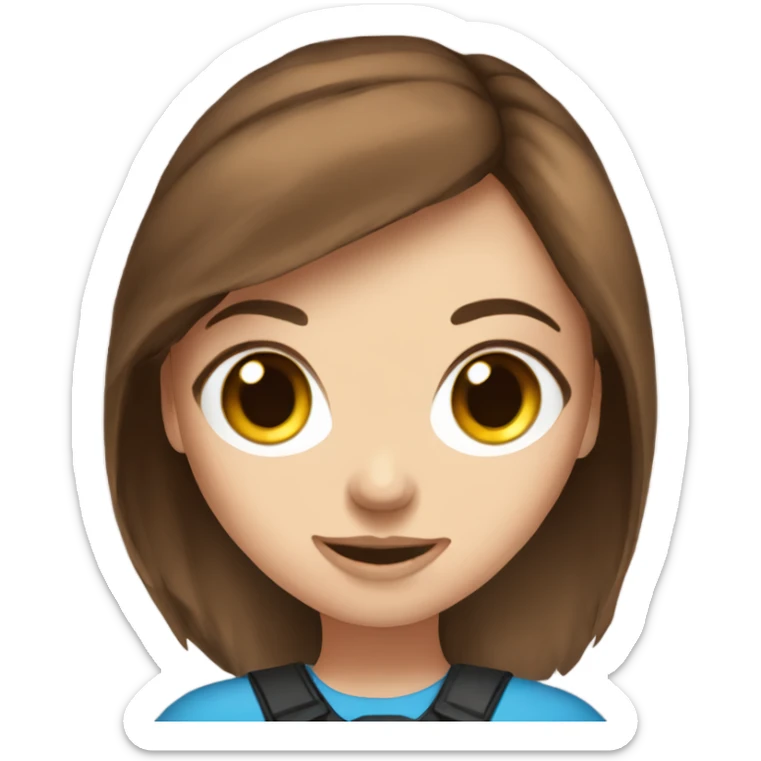 gamer girl blue eyed and brown hair sticker