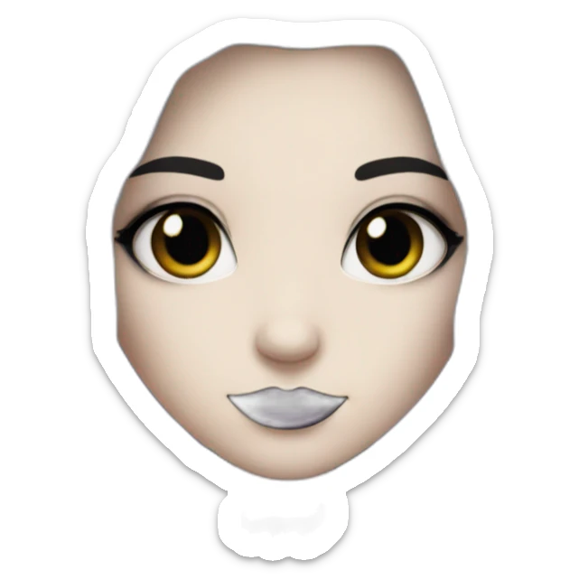 Queen white skin gothic girl long dark black and purple hair sticker