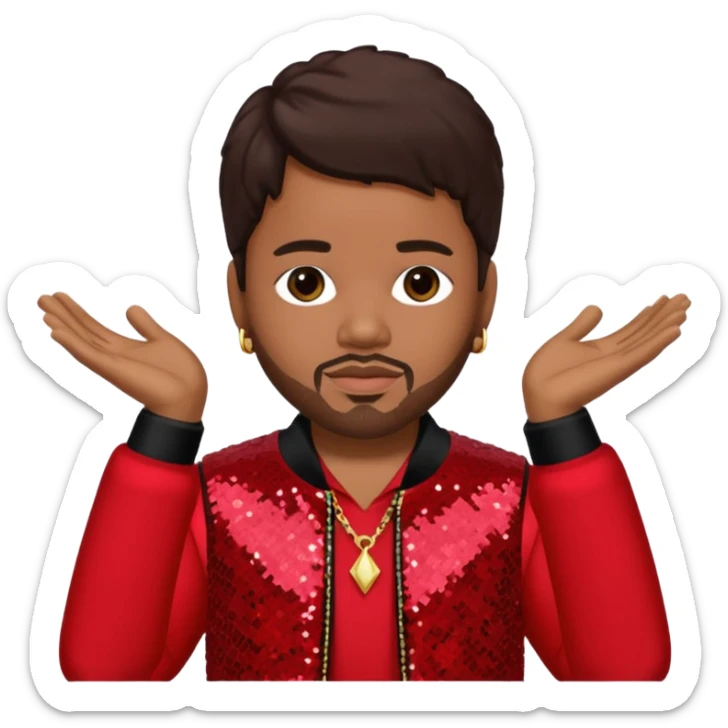 The-Dream, R&B Singer (b.1977) with dark brown hair, red sequin tour outfit  sticker