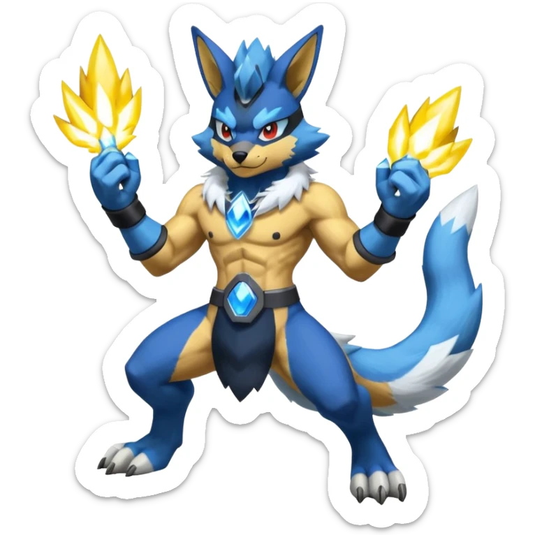 WereGarurumon-Zeraora-Lucario-fusion (full body) sticker