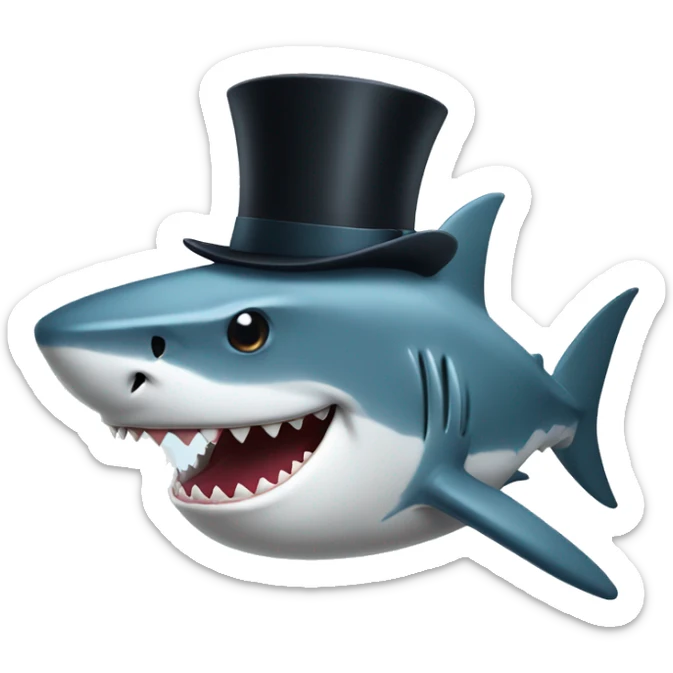 Shark with a top hat sticker