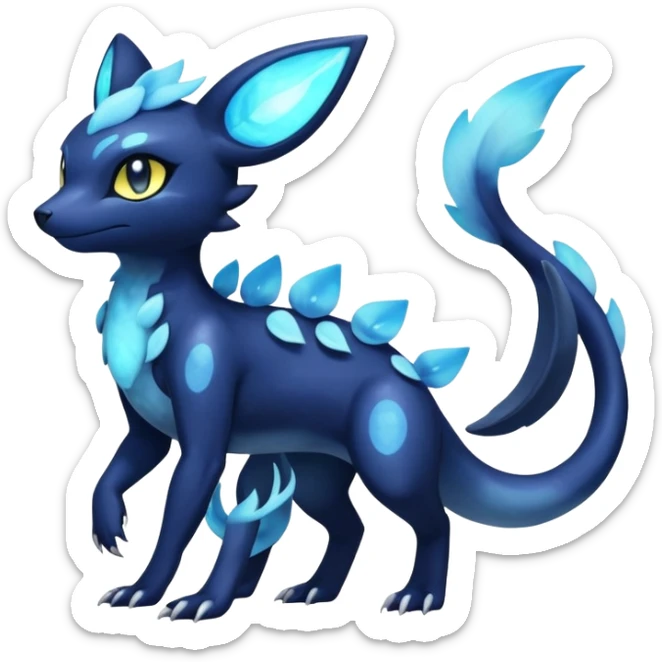 Colorful Iridescent Exotic Salandit-Meowstic-Umbreon-Fakémon-hybrid-creature (full body)  sticker
