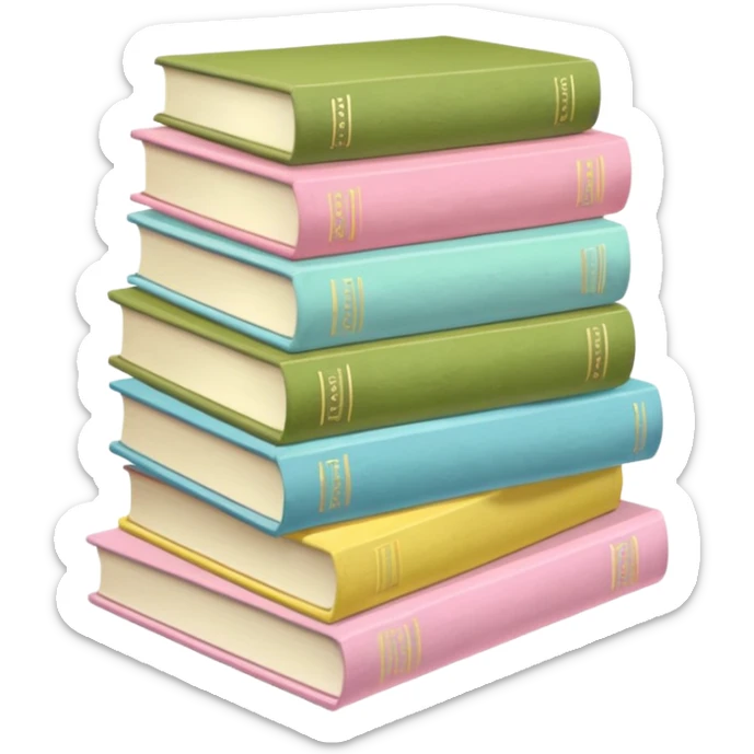 stack of white/baby blue/baby pink/baby yellow/baby matcha green books sticker