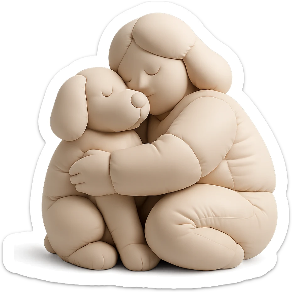 Woman hugging dog sticker