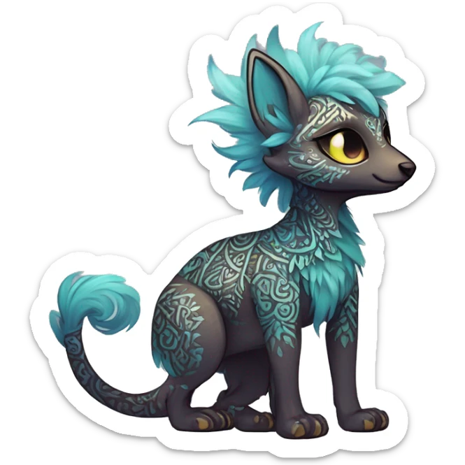 cute Kawaii edgy ethereal shy epic fantasy animal fursona Fionbri creature by griffsnuff & LiLaiRa & Falvie with exotic colors with intricate patterns full body sticker