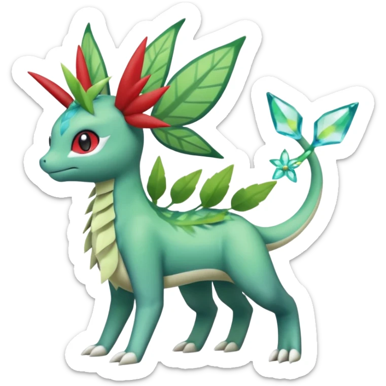 Shaymin-Vaporeon-Sceptile-Flygon-Meloetta-Pokémon-Fakémon-fusion, full body sticker