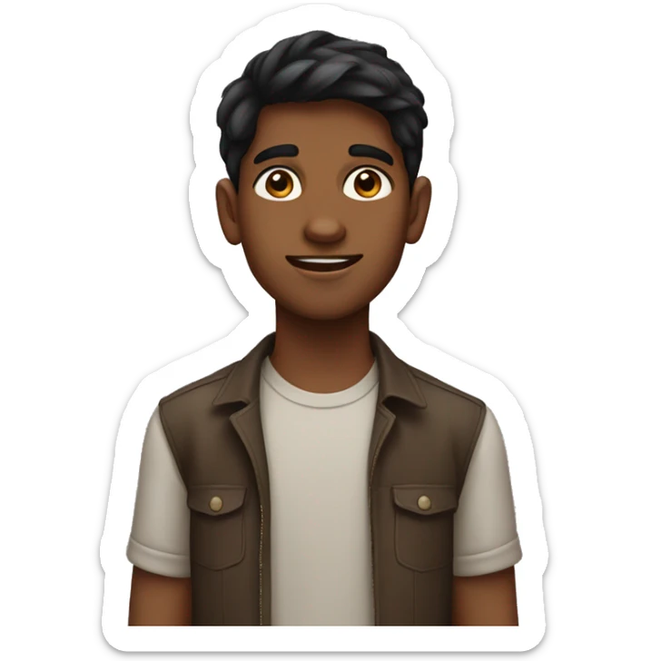 a boy from india of 15 years old with brown skin with a little big nose and dark hair sticker