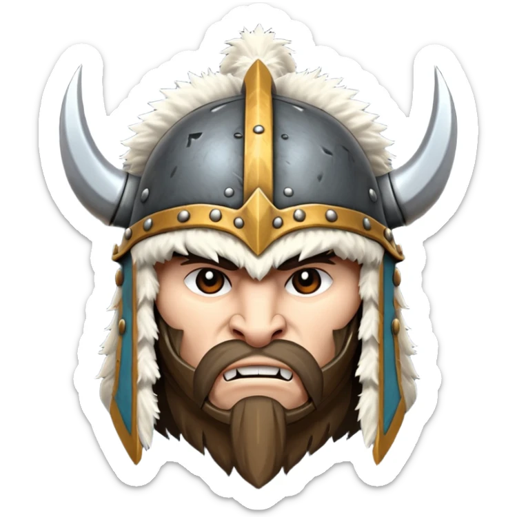 barbarian helmet object icon, metal helmet with thick fur trim, rugged tribal look, fantasy warrior style, 3D cartoon, mobile game icon style, centered, clean background, no text, no watermark

 sticker