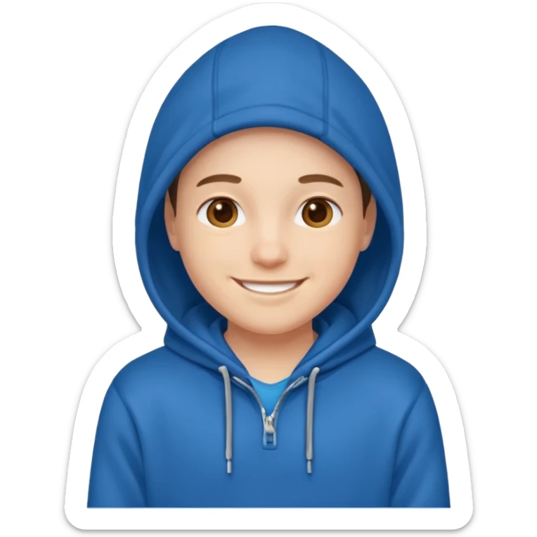 emoji of a person wearing a blue hoodie smiling sticker