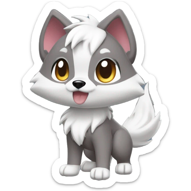 Kawaii Cool Chibi Poochyena-Rocruff-Lycanroc-Pokémon Full Body Detailed High Quality sticker