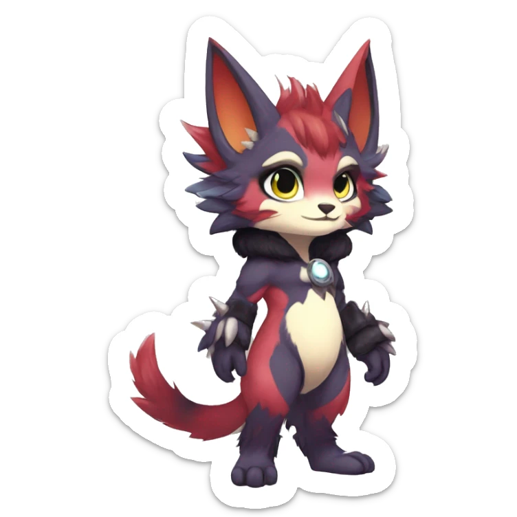 Anthro-Edgy-Contrast-Colors-Fantasy-Fur-Sona-Chibi-Shiny-Fakémon-Hybrid full body sticker