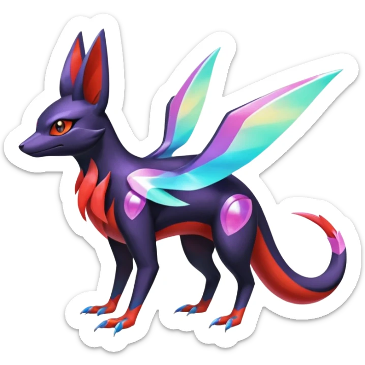  Shiny Colorful Iridescent Nargacuga-Latias-Umbreon-Noivern-Pokémon-Fakémon-fusion (full body) sticker