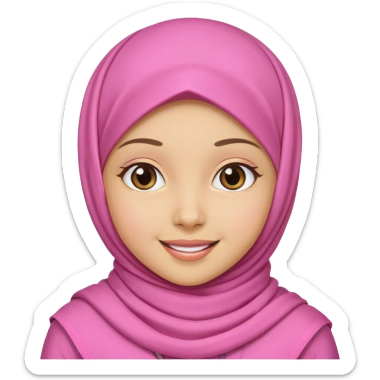 A medium light skin girl with pink hijab smile JANGAN KELIHATAN GIGI sticker