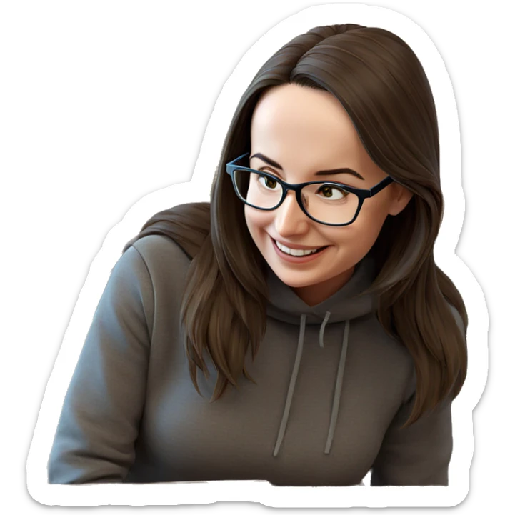 smiling girl with glasses indoors sticker