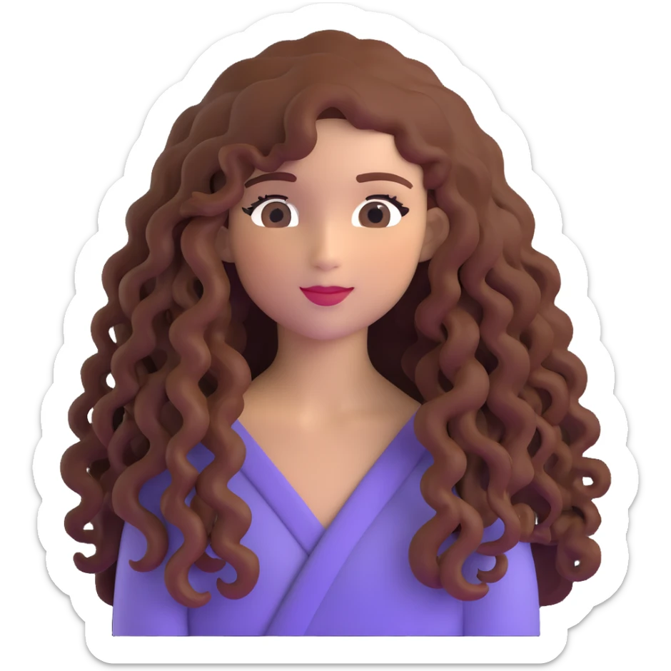 Girl with beautiful long curly hair sticker