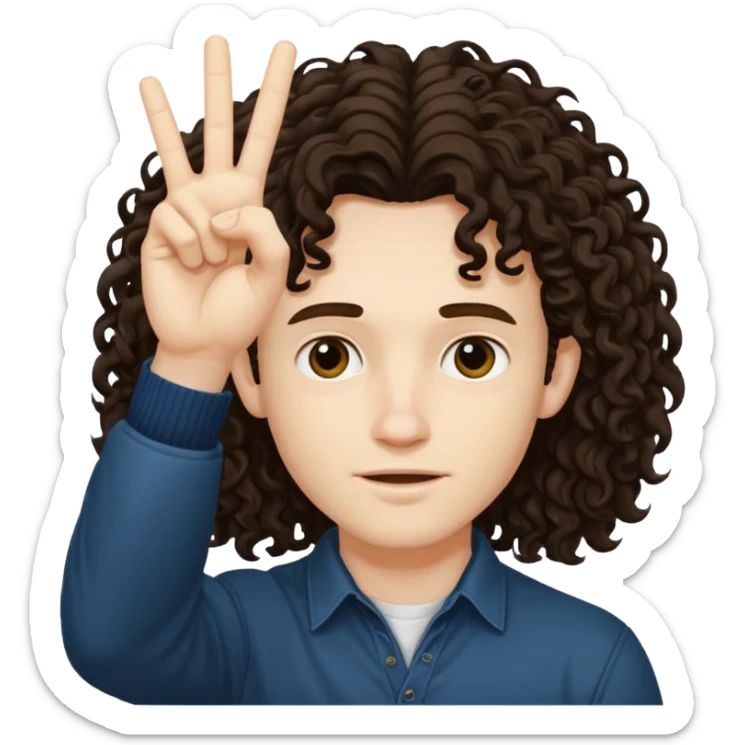 Eddie the freak from stranger things with his iconic hand sign like this "🤟" over his head sticker