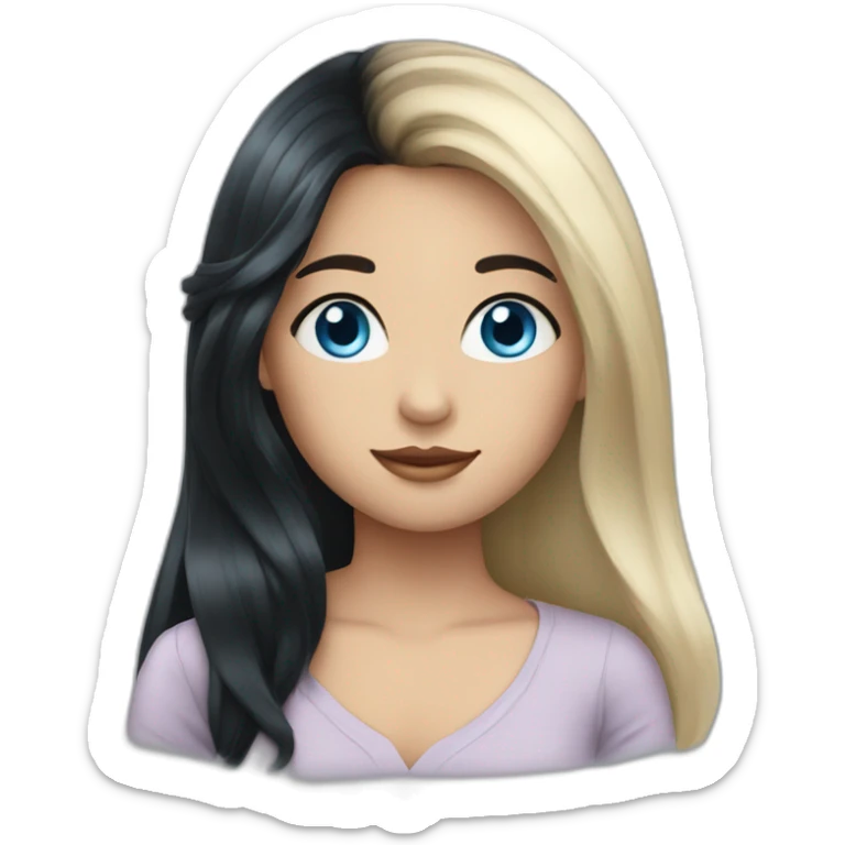 A girl with blue eyes and long black hair sticker