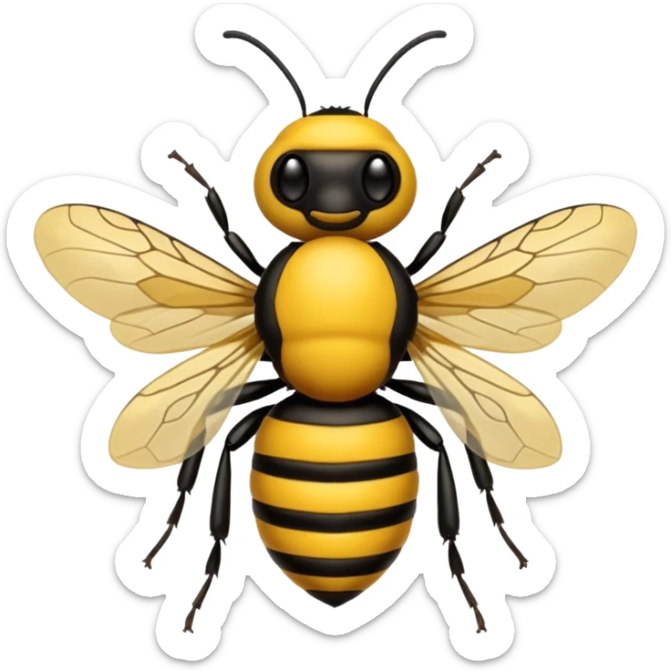 una abeja con cabeza de señor canoso viejo y robusto, el cuerpo de la abeja dejalo sin cambiar sticker