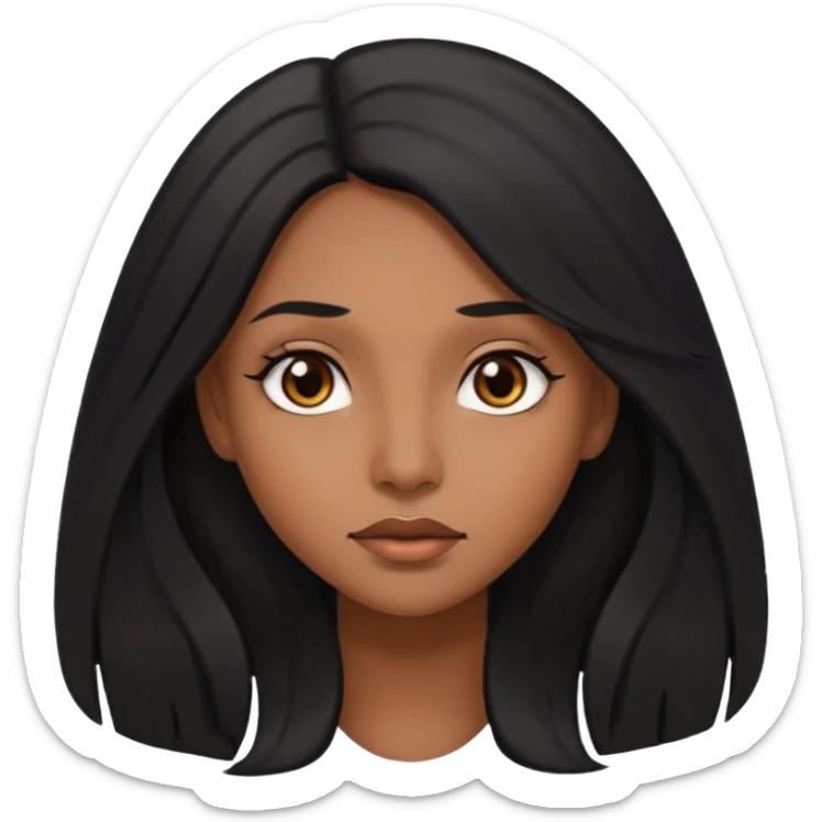 pretty brown skin woman with long black hair and brown eyes with the side eye expression  sticker
