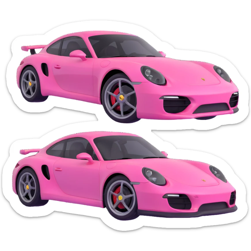 full view of a pink porsche sports car sticker