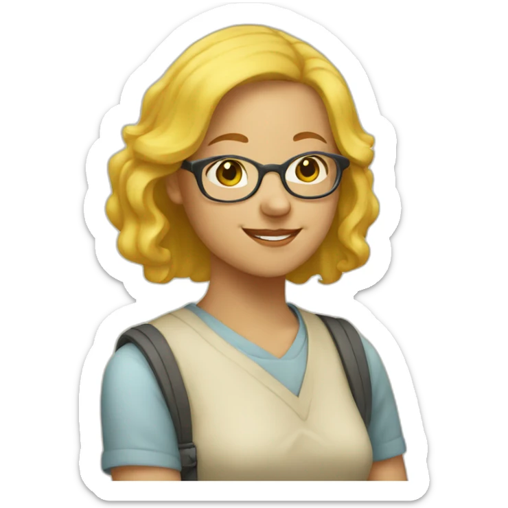 A young woman with glasses and yellow hair teaches children history sticker