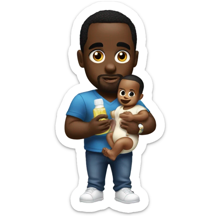 p diddy holding baby oil  sticker