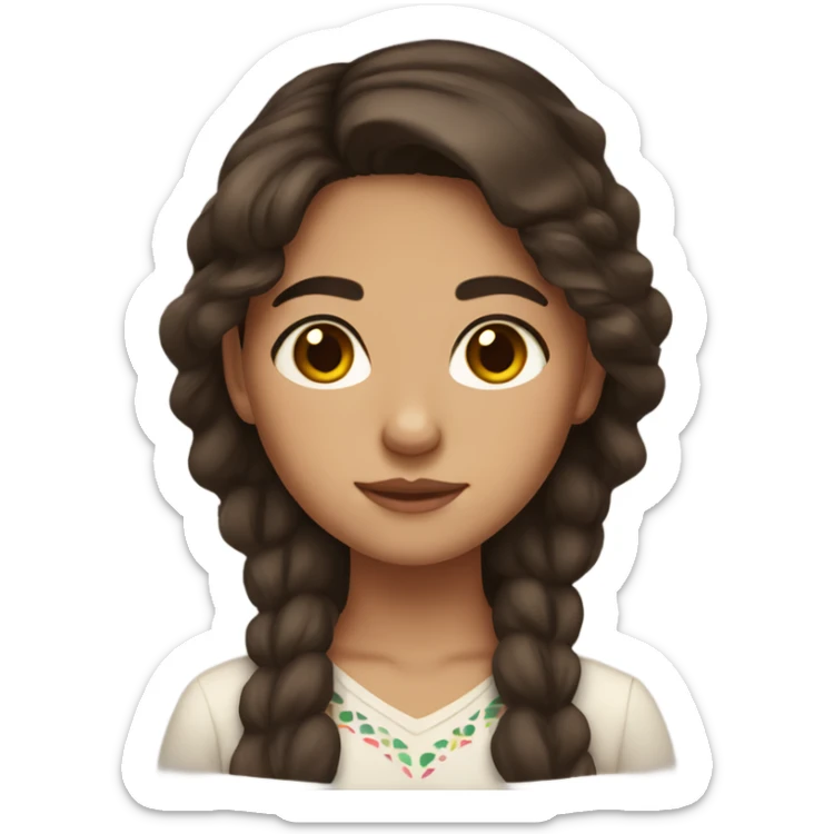Mexican girl with darker brown hair brown eyes and freckles sticker