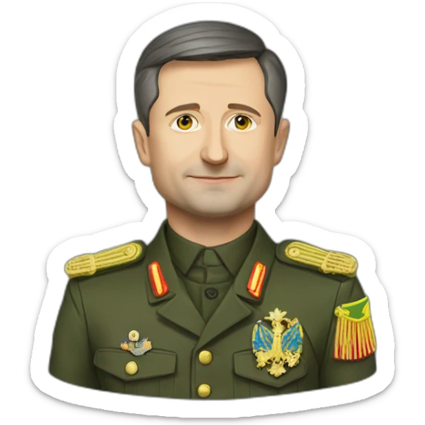 President of Ukraine Zelensky in military clothes sticker