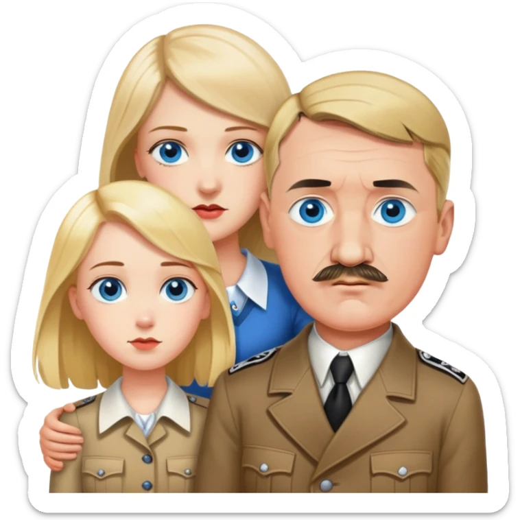 Hitler falling in love with girl with shoulder length blond hair and blue eyes  sticker