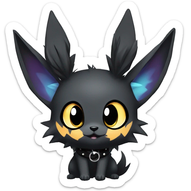 Dark Black Punk Kawaii Eeveelution-Cute-Pokémon-fusion with a cute edgy collar full body sticker