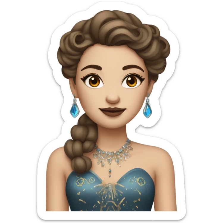 Create the zodiac sign leo as a pale brunette girl with elaborate makeup and dress that matches the zodiac sign  sticker