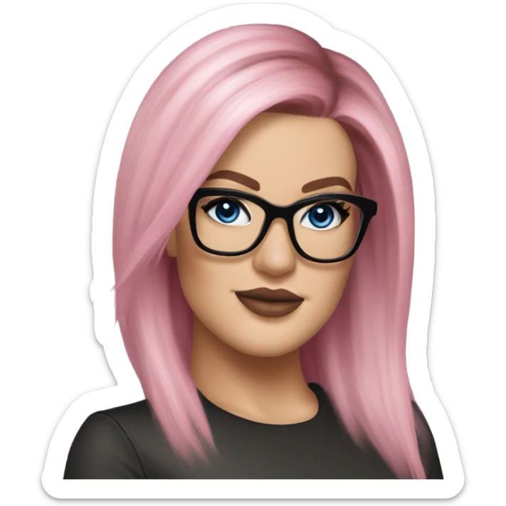 Photo Realistic khloe kardashian stylish pink hair BLUE eyes and glasses elegant  sticker