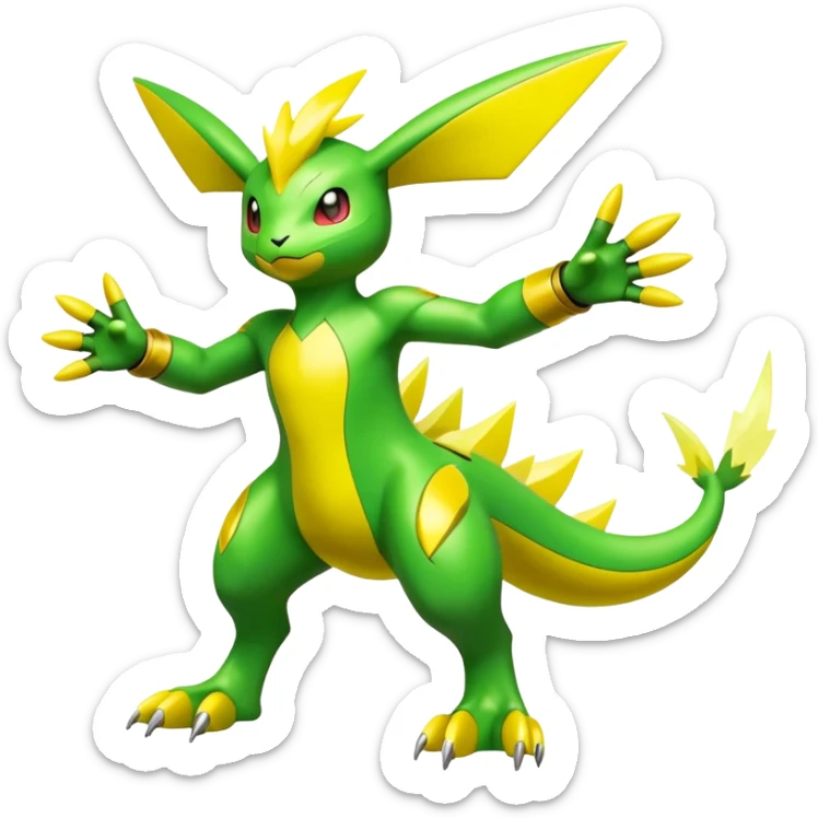 Electrike with green and yellow body and markings, electric type Pokémon (full body) sticker