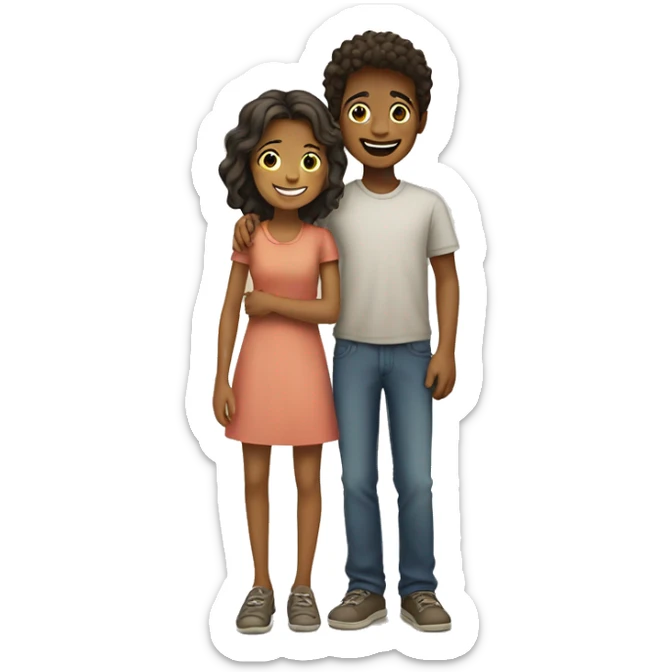 An emoji of a brother and sister standing side by side, smiling warmly to represent their close sibling bond sticker