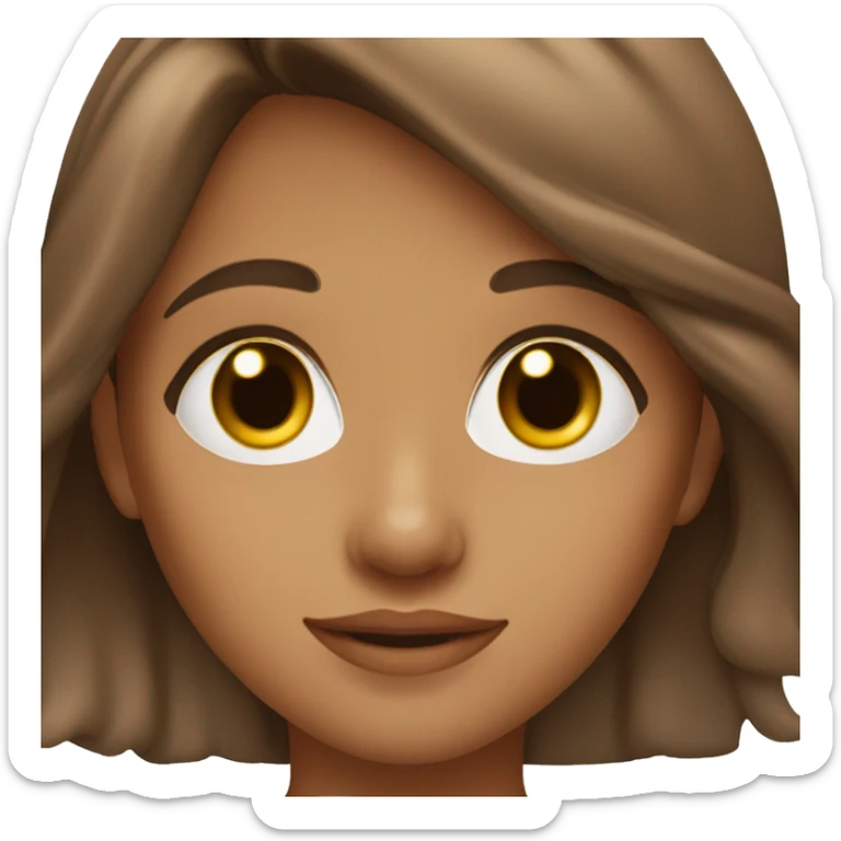 girl with brown hair with highlights, peach skin, and hazel eyes sticker